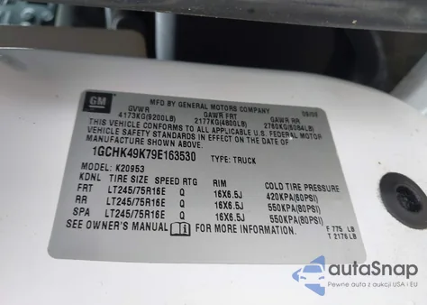 2009 Chevrolet Silverado 2500Hd Work Truck z USA, uszkodzony, nr VIN 1GCHK49K79E163530